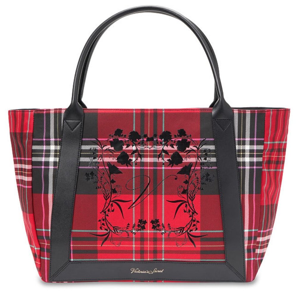 VS Plaid Tote Brand New! Red & Black Perfect Christmas Present! Gift NWT - Picture 3 of 16